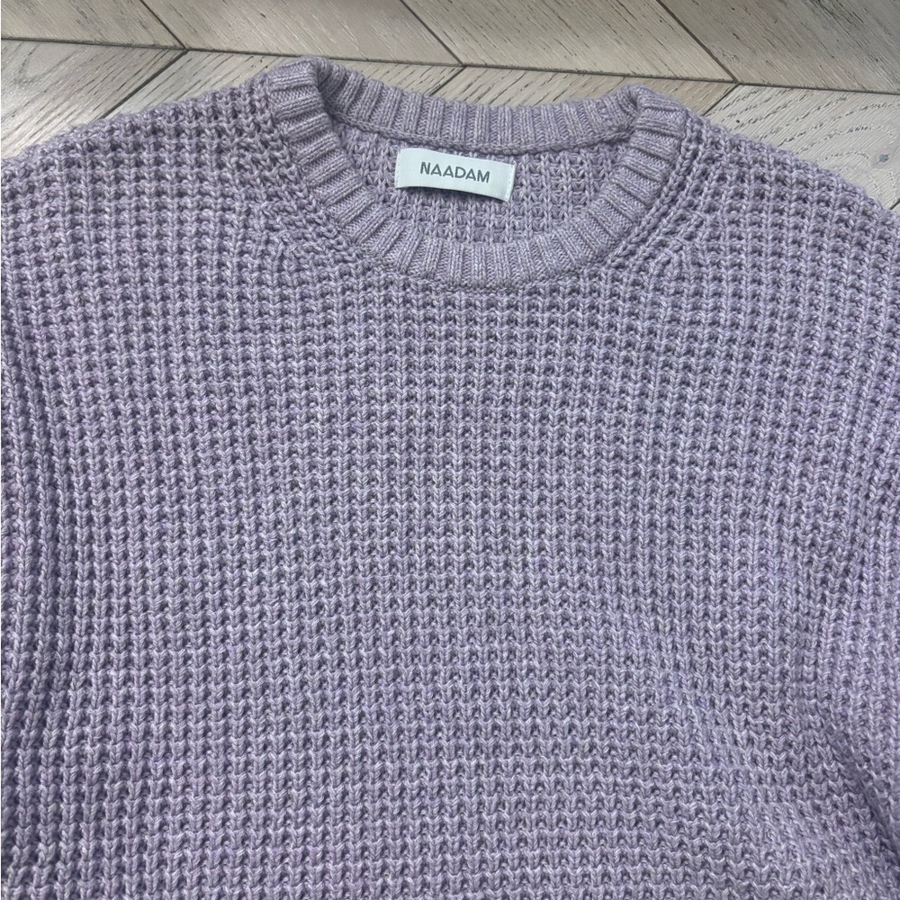 NWT NAADAM Oversized Waffle Crewneck Sweater - Picture 4 of 6